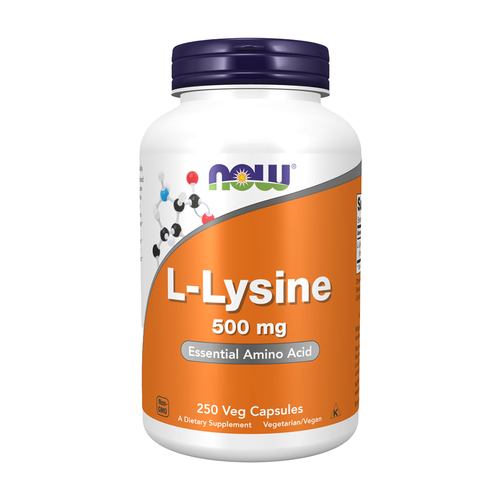 NOW Foods L-Lysine (L-Lysine Monohydrochloride) 500 mg Voorkant