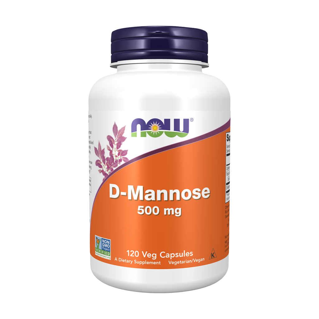 NOW Foods D-Mannose 500 mg (120 veganske kapsler) front