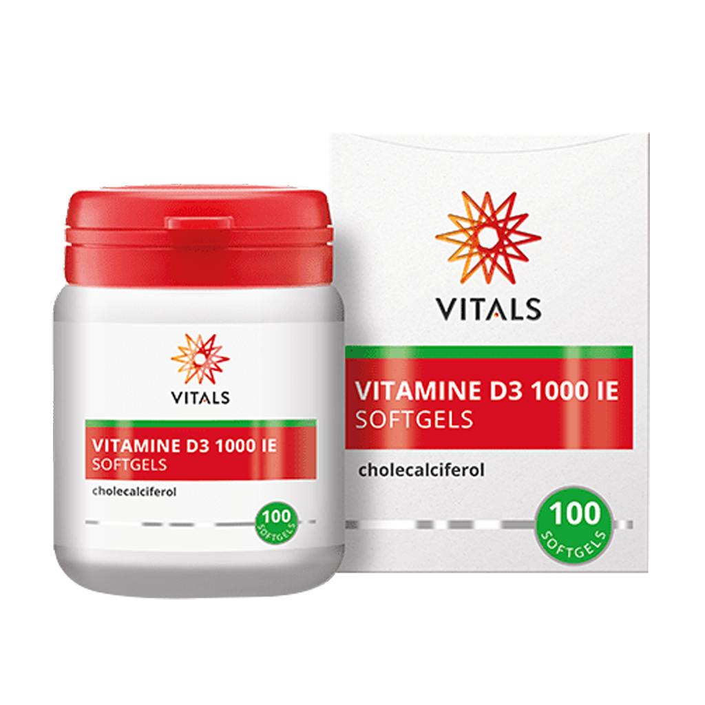 Vitals Vitamin D3 1000ie Softgels i glas og æske