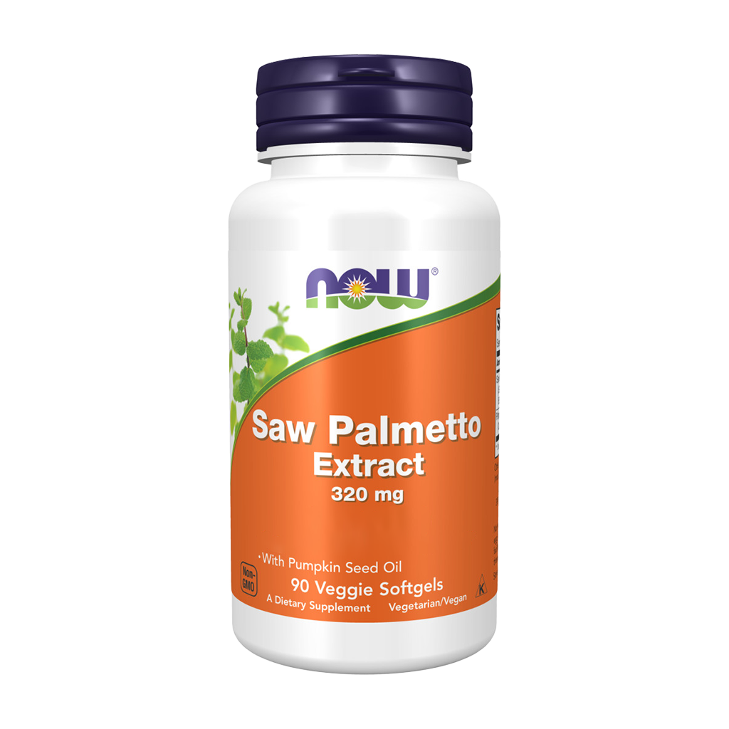 NOW Foods Saw Palmetto Extract 320mg (90 kapsler) Forsiden