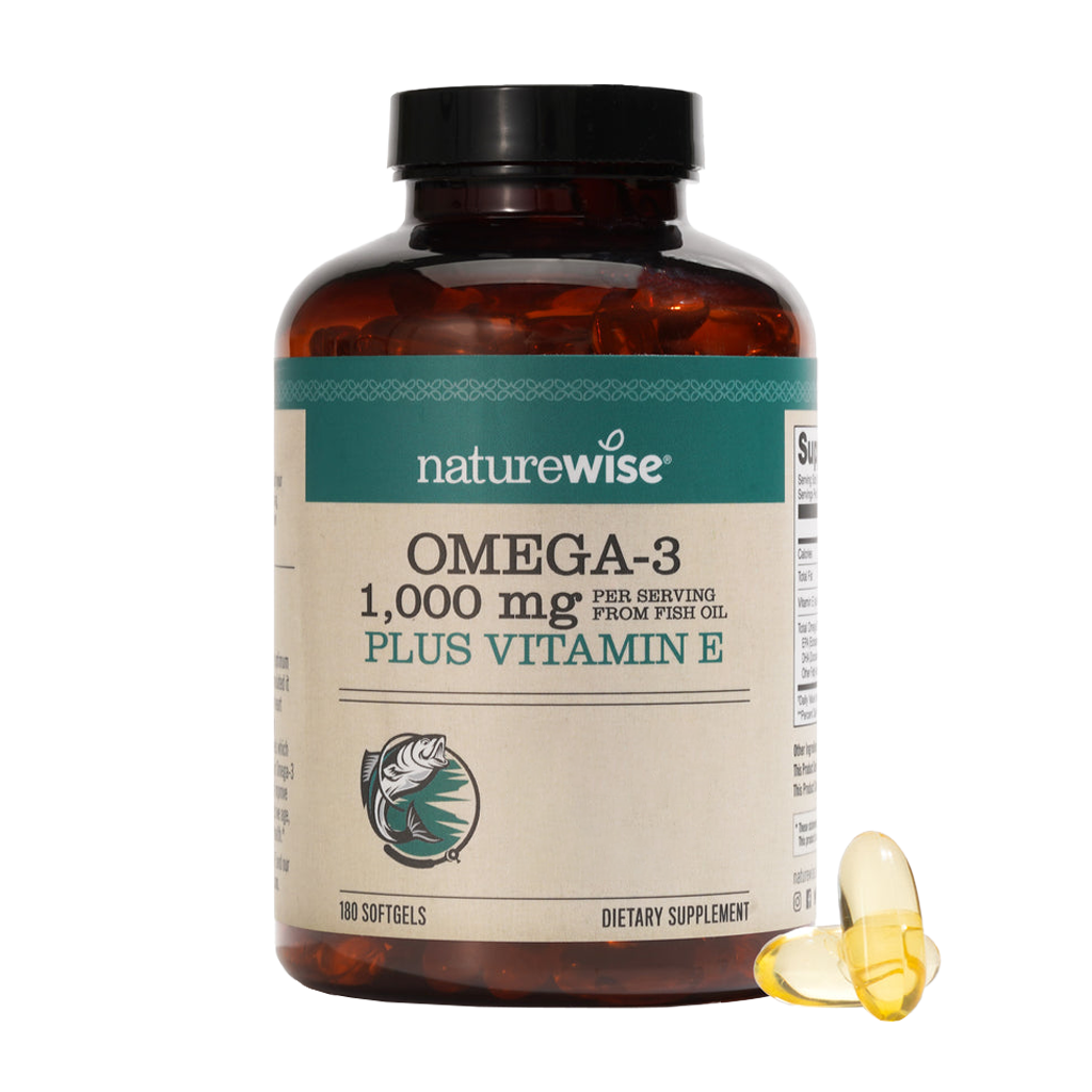 naturewise omega 3 fiskeolie 1000 mg e-vitamin 180 softgels 1