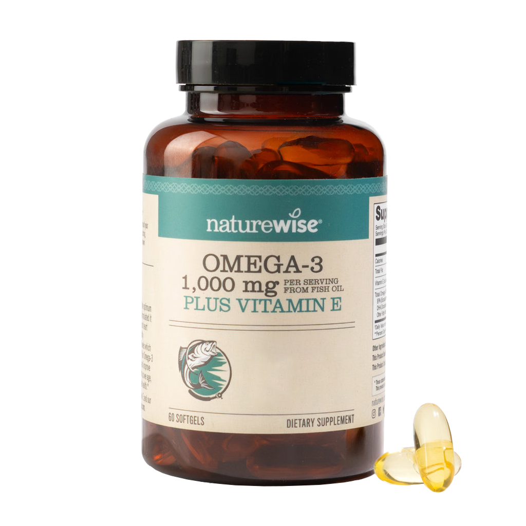 naturewise omega 3 fiskeolie 1000 mg e-vitamin 60 softgels 1