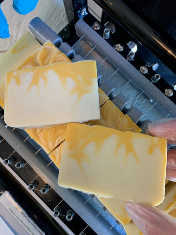 yellow and cream coloured soap