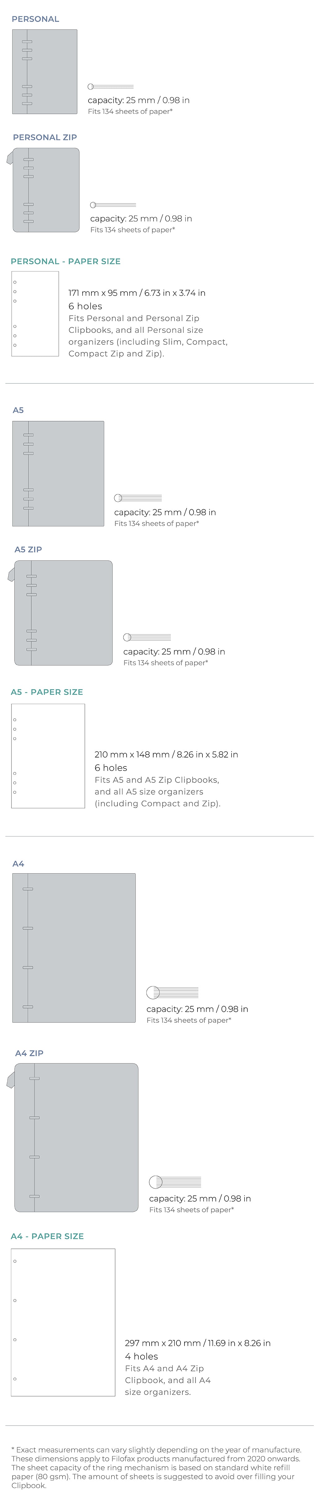 Clipbook Size Guide