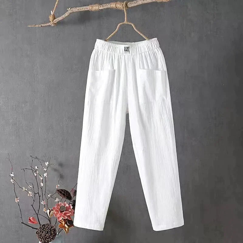 Product Image for VENIZE - Lässige und stylische Leinen Hose, Weiß / 5XL