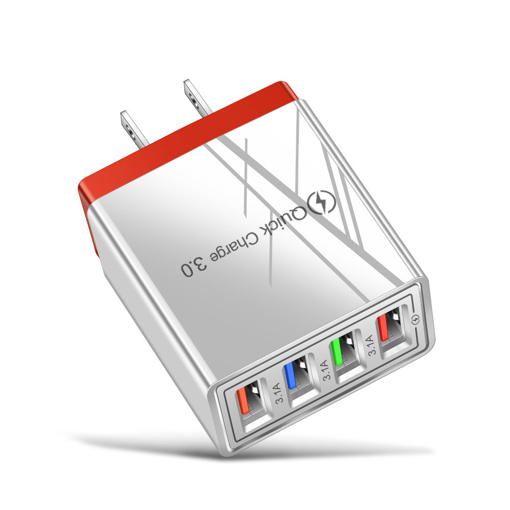 Product Image for USB-Ladegerät Quick Charge 3.0 4 Telefonadapter für Tablet Tragbares mobiles Wandladegerät Schnellladegerät, UNS / Rot / Q1Stck