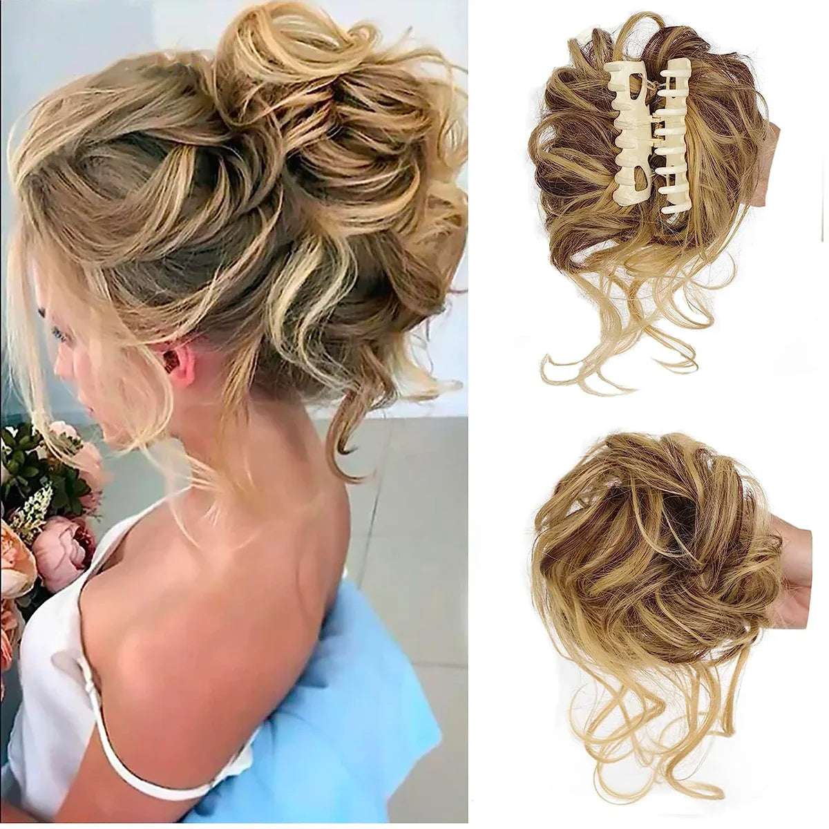 Product Image for CurlyBun: Sofort Gelockt Dutt Haar Klammer, Braun & Blond