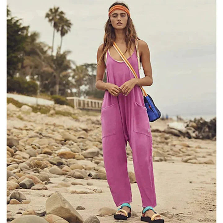 Product Image for Weites Bein Jumpsuit Mit Taschen, Lila / XS