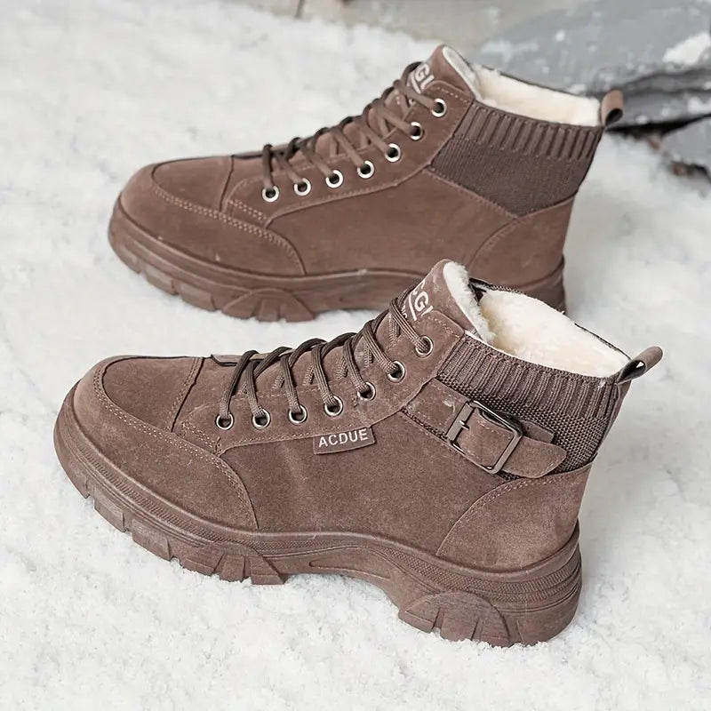 Product Image for Warme Samt Stiefeletten für Damen, Dunkelbraun / 3