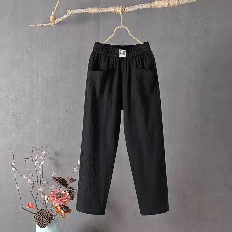 Product Image for VENIZE - Lässige und stylische Leinen Hose, Schwarz / 3XL