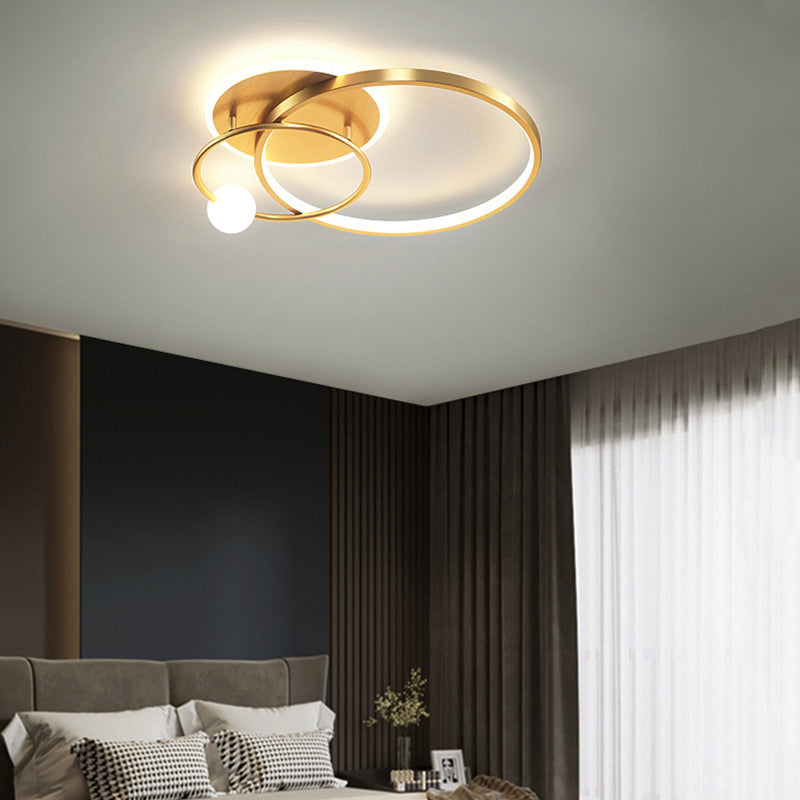 Product Image for Zeitgenössische Luxus Runde Kreis Eisen Acryl Silikon LED Semi-Flush Mount Deckenleuchte für das Wohnzimmer, 16,54"/42CM / Warmes Licht (3000K) / Gold