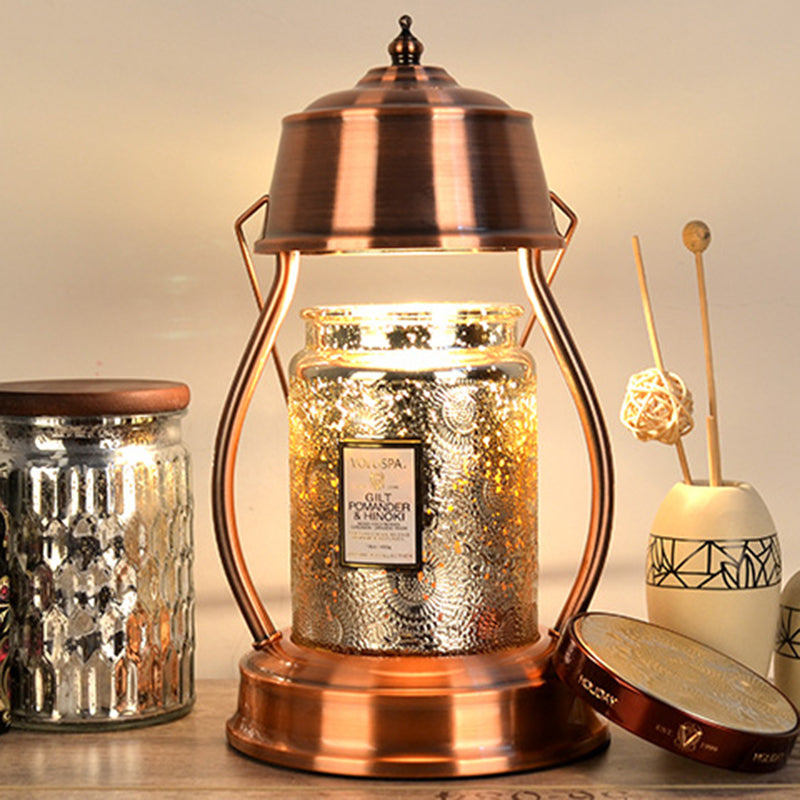 Product Image for Zeitgenössische Kreative Runde Laterne Form Eisen 1-Licht Aroma Schmelzen Wachs Tischlampe Für Schlafzimmer, Bronze / 110V-120V Für US/CA / Timer 