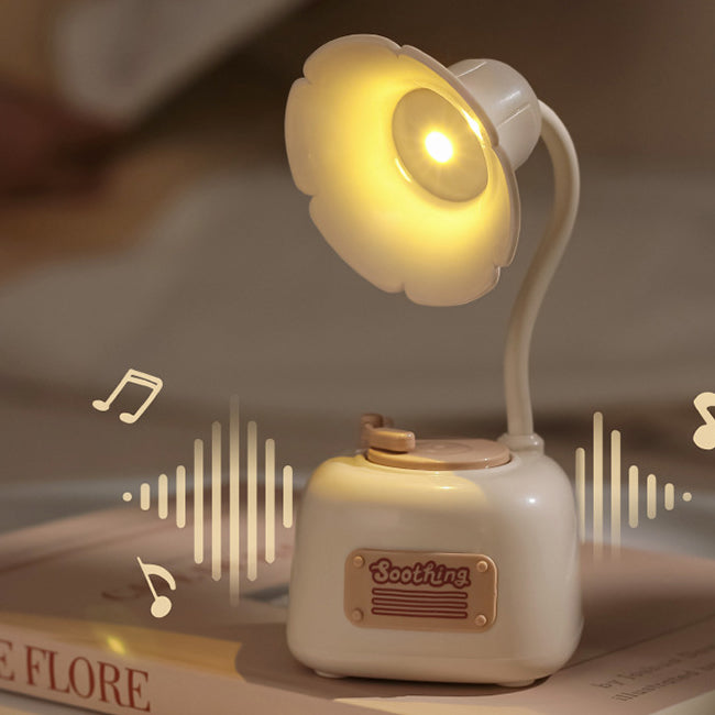 Product Image for Zeitgenössische Kreative Blumen Grammophonform PC LED Tischlampe für das Wohnzimmer, Beige / 5V / Unendlich dimmbar