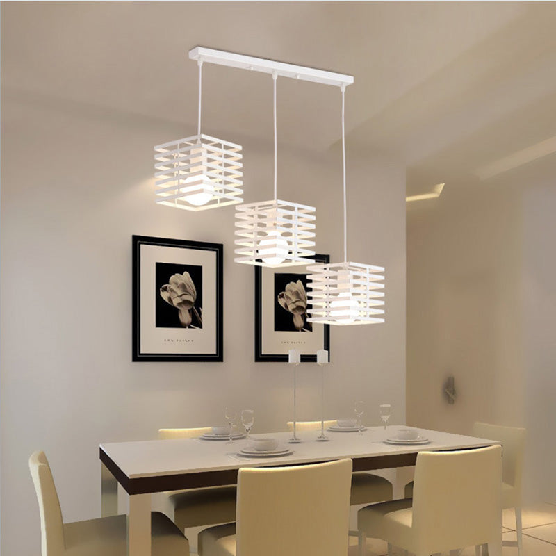 Product Image for Zeitgenössischer kreativer Durchbrochener Quadratglas-Marmor-Eisen 3-Licht-Chandelier für das Wohnzimmer, Linear Basis / Weiß / 220V-240V Für UK/AU