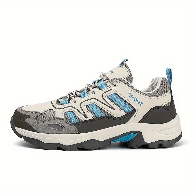 Product Image for Unisex Rutschfeste Wanderschuhe – Dauerhafte Schnürtrekkingschuhe für draußen, Weiß Blau / 4.5