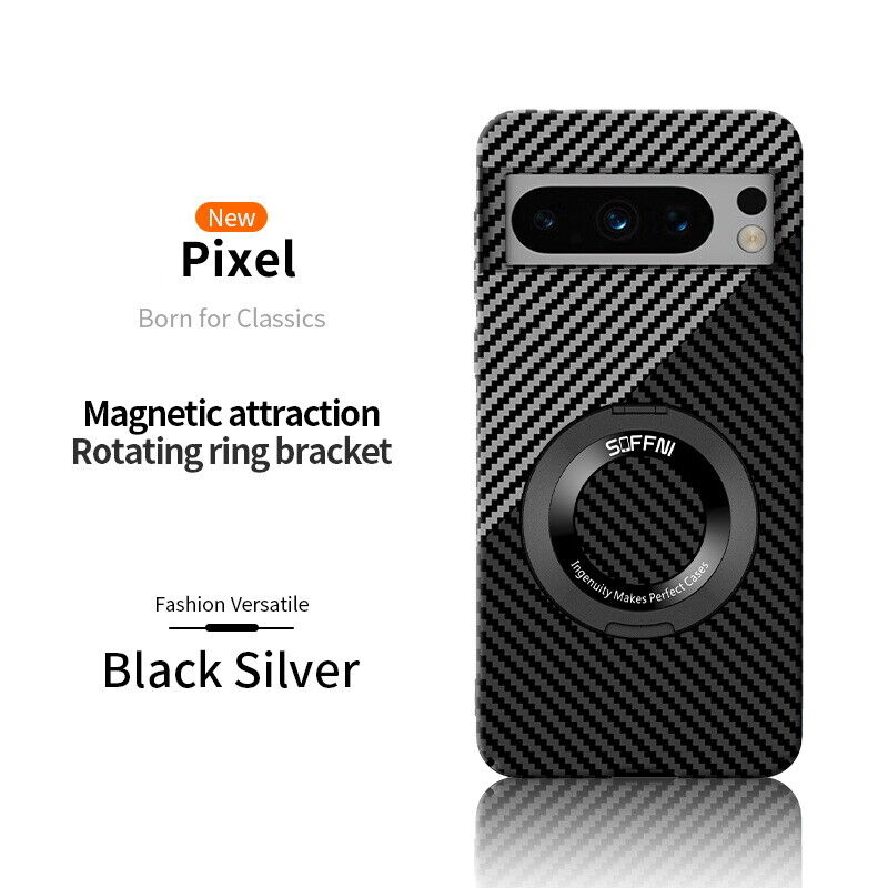 Product Image for Kohlefaser-Magsafe-Magnethülle mit Ständer für Google Pixel 8 7, Schwarzgrau / Für Google Pixel 7