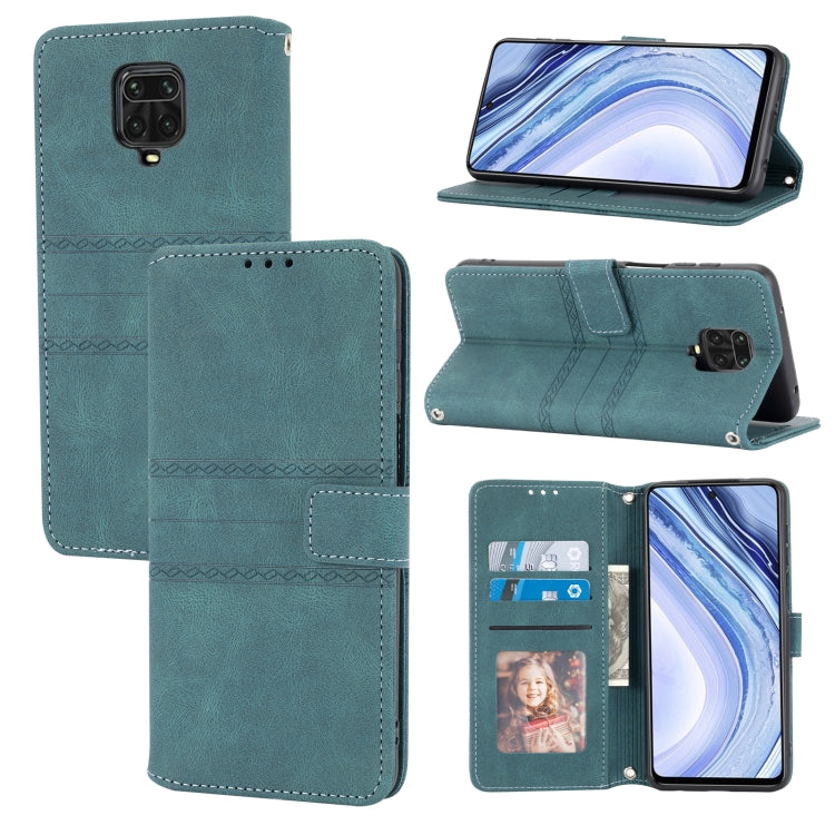 Product Image for Sandsberg | Für Xiaomi Redmi Note 9 Pro Max Prägung Gestreift Magnetische Schnalle PU + TPU Horizontale Klapp-Lederhülle mit Halter & Kartensteckplatz