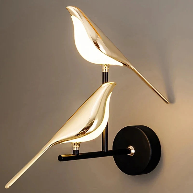 Product Image for Vogel Wandleuchte Goldene LED-Licht Drehbar Verstellbar Art Deco, Gold / 2 Kopf / Berührungsschalter