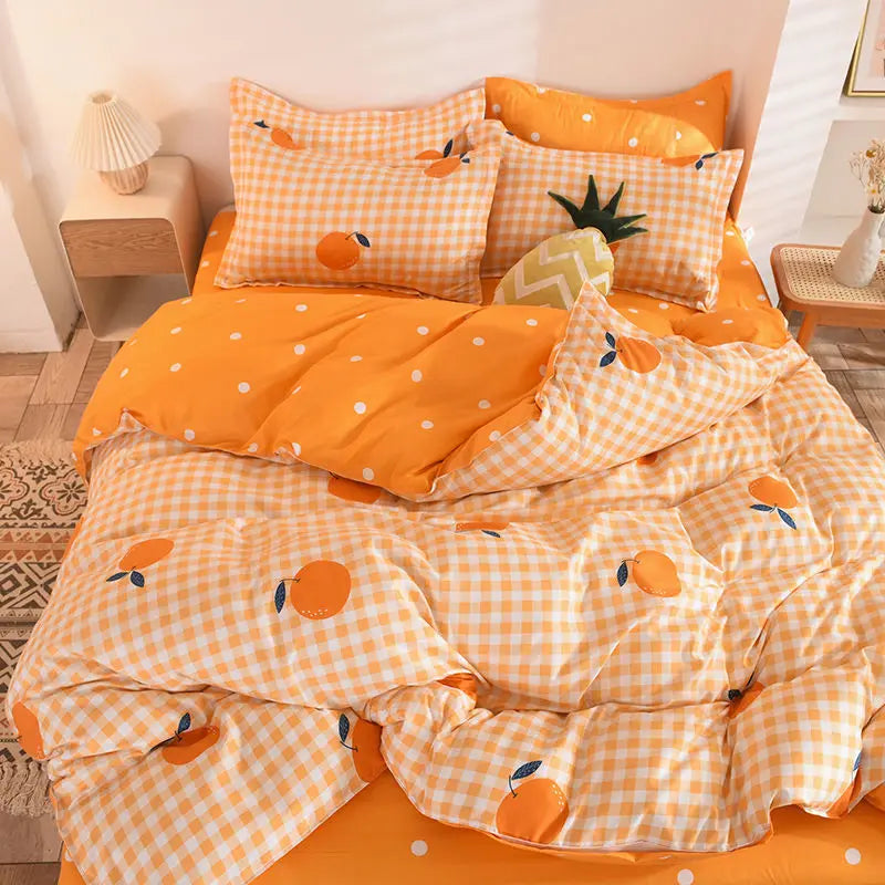 Product Image for Sandsberg | Oranges Bettwäsche Set Mädchen Jungen Bettwäsche Blatt Plaid Bettbezug Keine Füllung 240x220 Einzel Doppel Königin König Bettwäsche, 1 / 