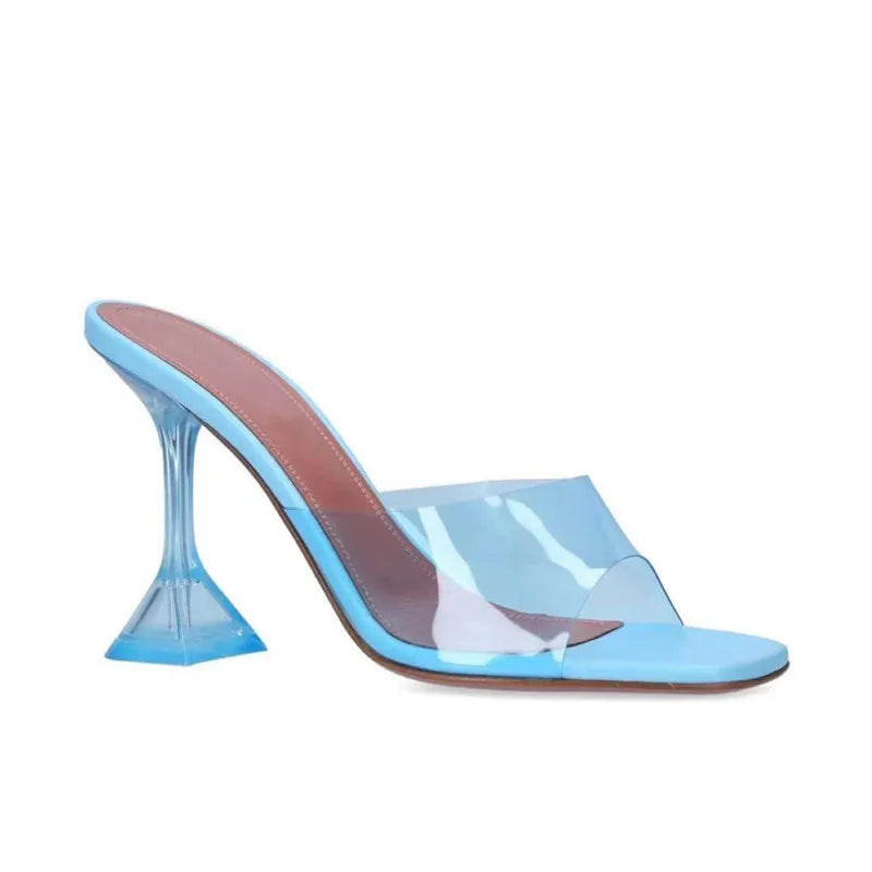 Product Image for Star-Stil Transparente PVC Kristallklare Absätze Damen Pantoletten Hohe Absätze Mules Rutschen Sommer Sandalen Schuhe, Himmelblau / 37