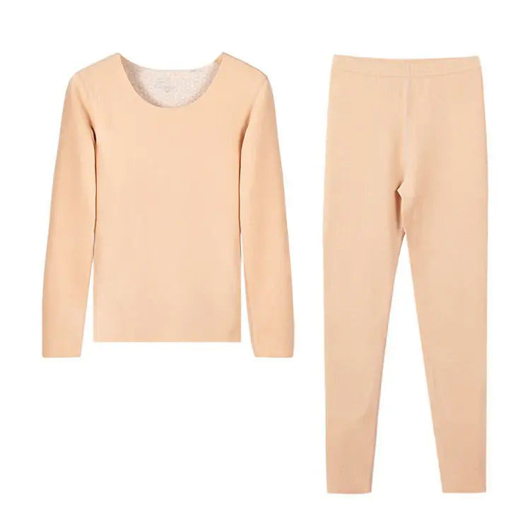 Product Image for Warmes Damen-Thermo-Unterwäsche-Set - Doppellagige nahtlose Unterwäsche für Winterkomfort und Isolierung, Hautfarbe / XXL(65-75kg)