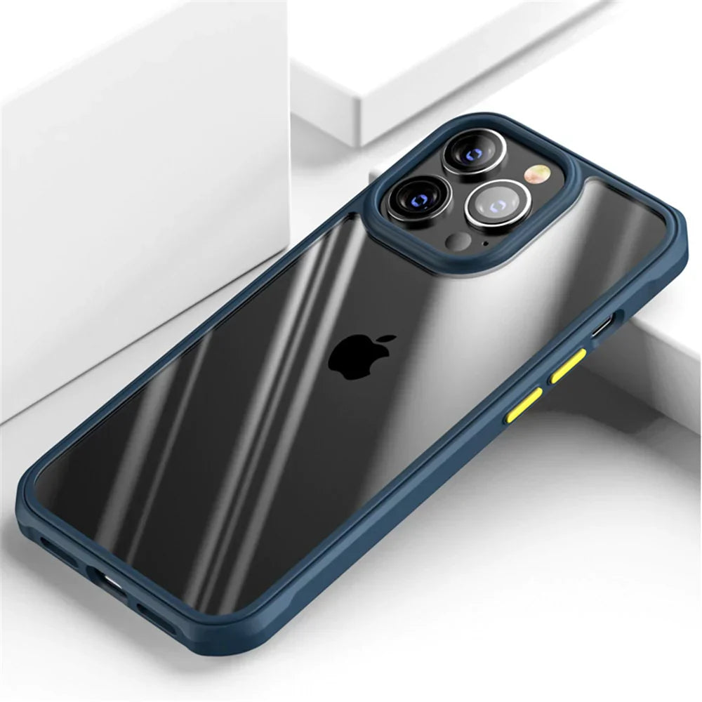 Product Image for Stoßfeste Klarsicht-Hülle HD Transparent Silikon für iPhone 14 13, Für iPhone 13 / Marineblau
