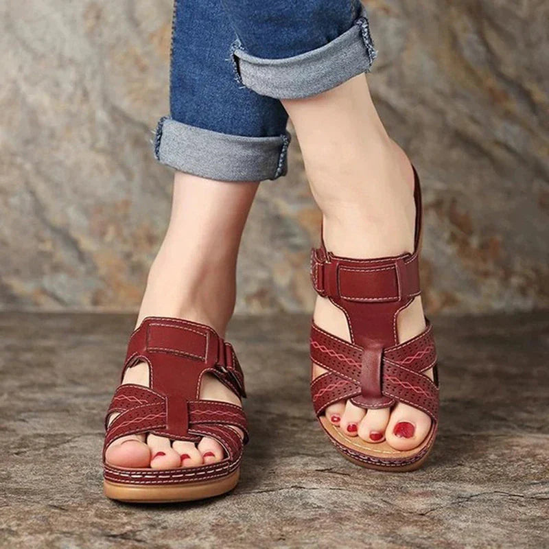 Product Image for Sommer Damen Sandalen Mode Keil Slip auf Pantoffeln, Rot / 40