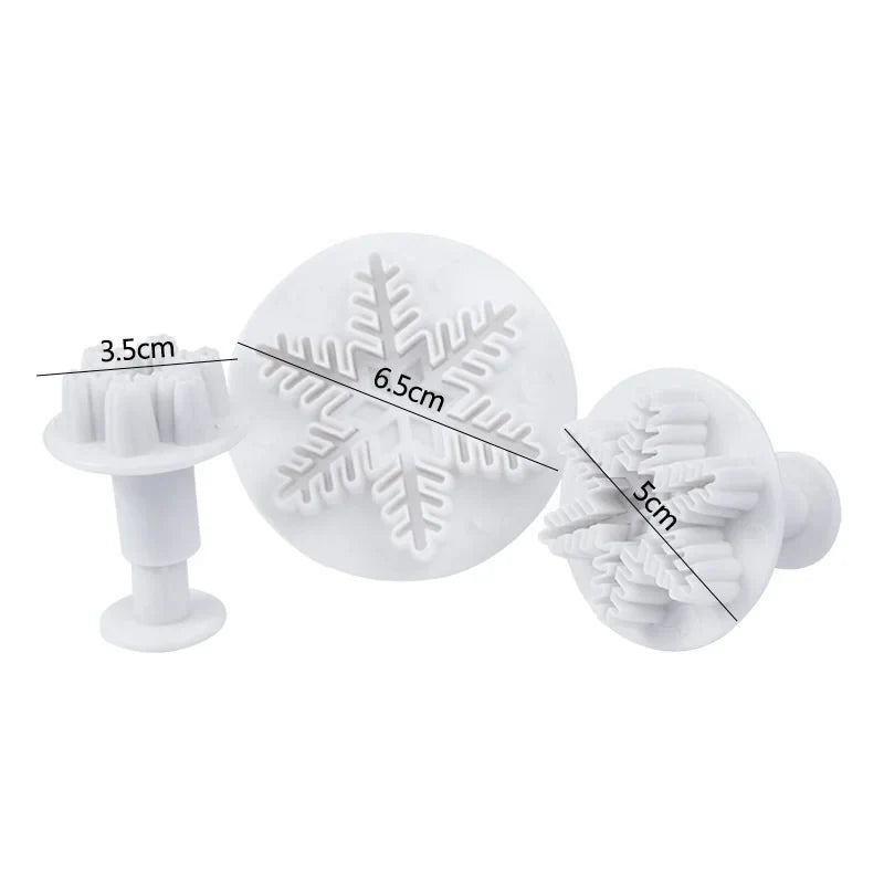 Product Image for Sandsberg 3-teiliges Set Schneeflocken Ausstecher Fondant Keksform Torten Dekorationswerkzeug Stempel Cutter Wohnkultur Backzubehör, X01