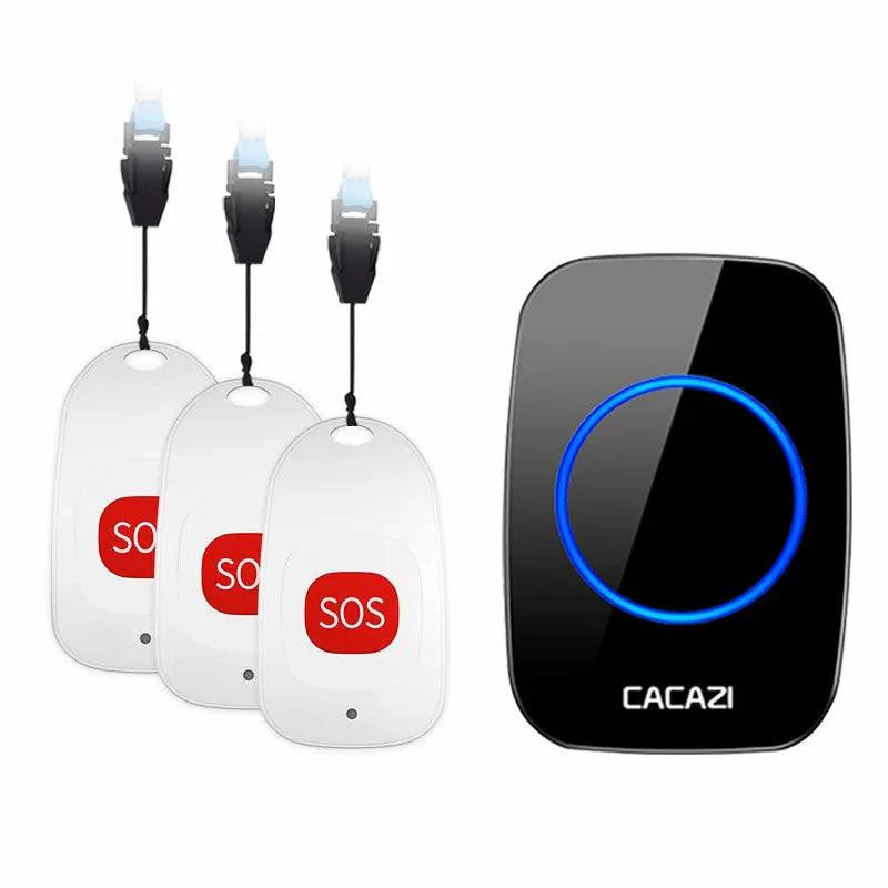 Product Image for Sandsberg | Smart Home Draadloze Deurbel Systeem met Nood SOS Functie, 80M Bereik, Meerdere Ontvanger Compatibiliteit, en Aangepaste Beltoon Opties, 3