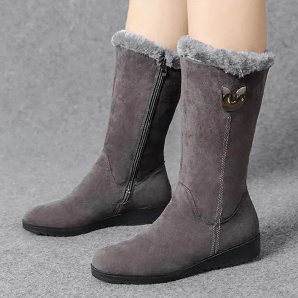 Product Image for Warmes Geschenk - Casuale Thermo Plüsch Schnee Stiefel für Frauen, Grau / UK 5