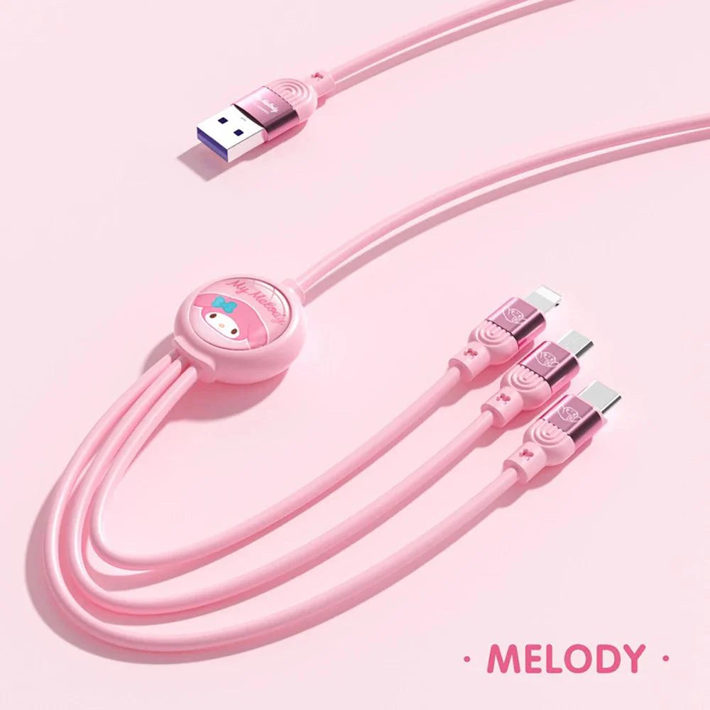 Product Image for Sandsberg | Sanrio Kuromi & Friends 3-in-1 Ladegerät - Niedliche Anime-Charaktere USB-Kabel für Huawei, iPhone, Xiaomi - Haltbar & Perfekt zum 