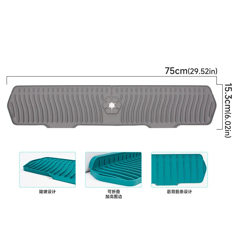 Product Image for Silikon Spüle Spritzschutz - Verbesserte Wasserhahn Matte Gadgets - Tropffänger Matte für die Küche - Wasserspritzschutz hinter dem Wasserhahn, 