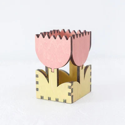 Product Image for Sandsberg | Nordic Wood Tulpen Bleistifthalter Pinsel Aufbewahrung Kleinkram Organizer Stiftorganisation Unterstützung Home Office Studio Tisch Dekor,