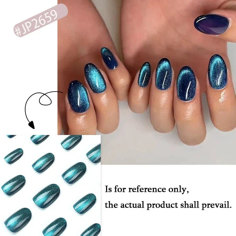 Product Image for Sandsberg | Nude Pink Cat Eye Rote Französische Nail Art Tragbare Mode Falsche Nägel Abnehmbare Fertige False Nails Presse auf Nägel mit Kleber, 