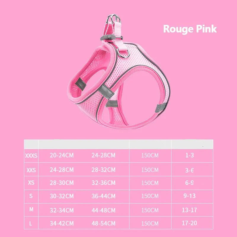 Product Image for Sandsberg | Reflective Adjustable Pet Harness and Leash Set - Breathable Vest für Kleine bis Mittlere Hunde und Katzen, Roze pink Harnas / M(6.5-8.5kg