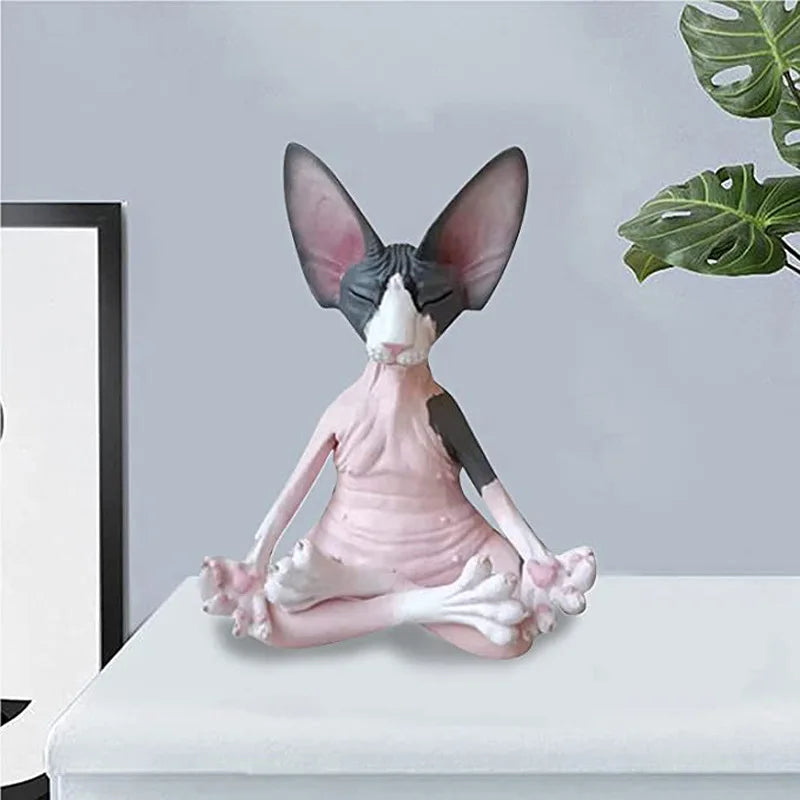Product Image for Zen Yoga Katze Figurine, Rosa Grau