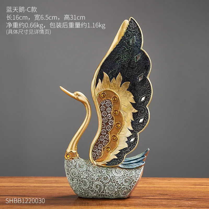 Product Image for Zuhause Schlafzimmer Büro Schreibtisch Zubehör Hochzeitsgeschenk Figurine Schwan Dekor Künstlerische Figuren Harz Ornamente Tierstatue Dekor, Stil B