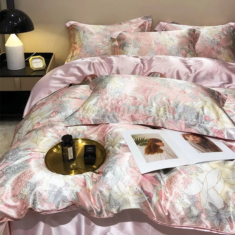 Product Image for Sandsberg | Natürliche Maulbeere Seidige Misch-Duvetbezug Set mit Bettlaken Hochwertiges Satin Misch-Seidige Bettwäsche Set Luxus Queen Bettwäsche 