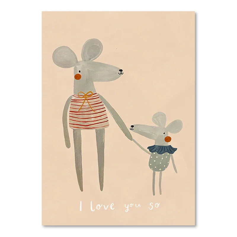 Product Image for Süße Babytiere Kinderzimmer Wandkunst Illustrationen feine Kunst Leinwanddrucke Gänse Maus Löwe Eisbär Poster Bilder für das Babyzimmer Wanddekoration