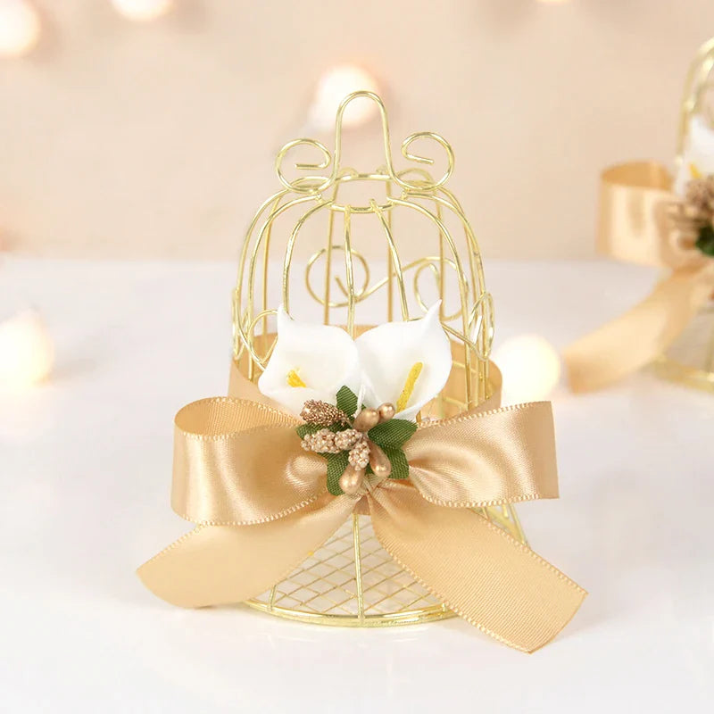 Product Image for Sandsberg 1/5Stk Mini Metall Gold Blech Vogelkäfig Bonbonkästen Hochzeitsgeschenke Geschenkkasten für Gäste Geburtstagsfeier Dekoration Baby Shower, 