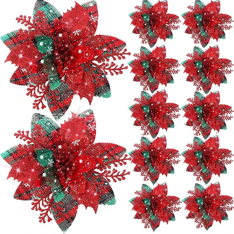Product Image for Sandsberg 5/10Stk Glitter Pink Weihnachten Blumen Xmas Baum 14cm Künstliche Blumen Ornamente 2024 Weihnachtsdekoration Für Zuhause Neujahr, Gitter / 
