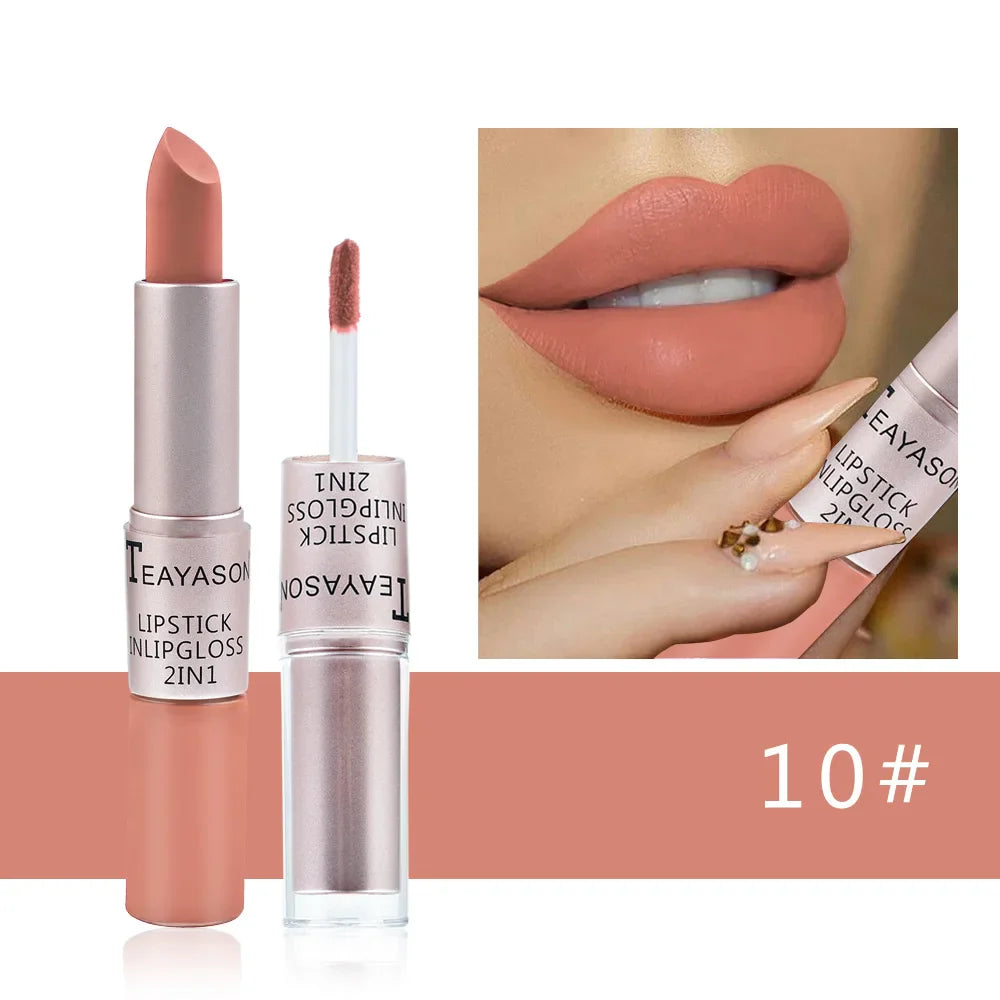 Product Image for Sandsberg | Lang anhaltender Samt-Matt-Lippenstift Doppelkopf Lippen-Gloss Nicht-klebender Becher Lippen-Gloss Tönung Plumper wasserfester Lippenstift