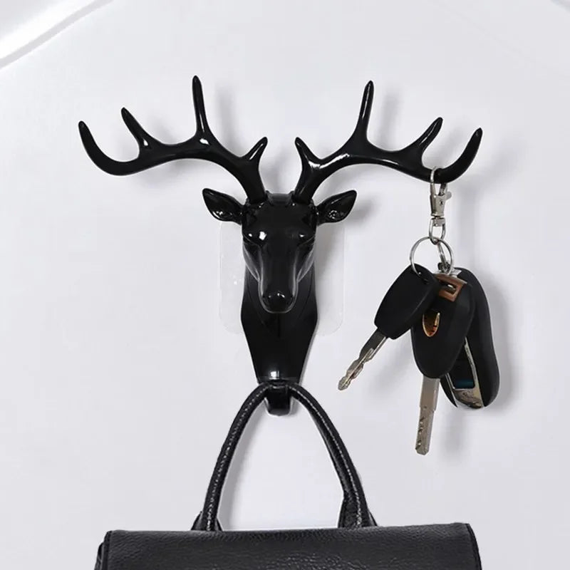 Product Image for Vintage Hirschkopf Geweih Wandhaken - Dekorativer Hornhalter für Kleidung, Hüte, Schals, Schlüssel, Hellgrau