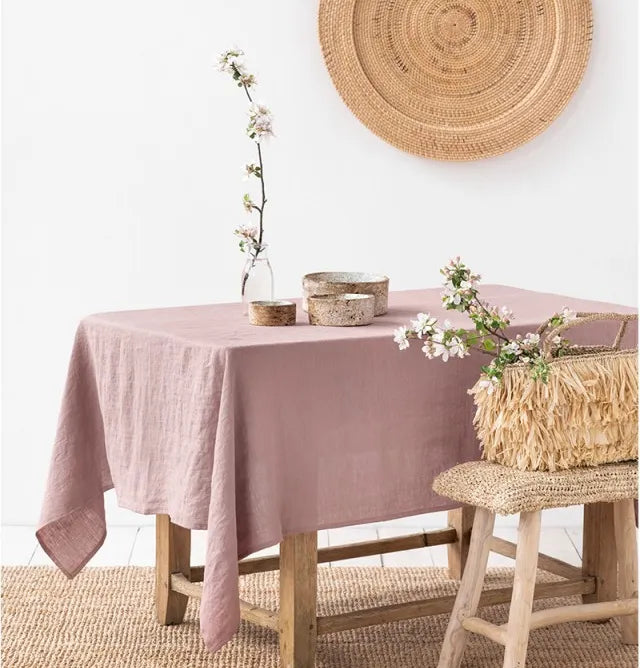 Product Image for Leinen Tischdecke | Staubdicht, Verschiedene Größen, Lebhafte Farben, Grau pink / 135x135cm / 53.14''x 53.14''
