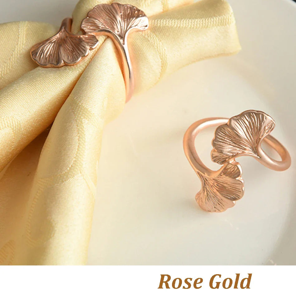 Product Image for Sandsberg | 4PCS Ginkgo Blatt Metall Serviettenring, Perlenblumen Serviettenhalter, für Hochzeit Valentinstag Party Zuhause Esszimmer Tischdekoration,