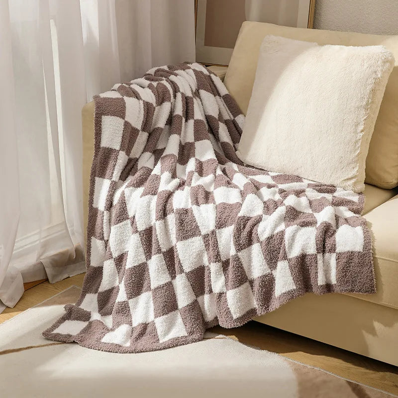 Product Image for Sandsberg | Textile City Ins Nordic Sofa Decke Schachbrett Karostoff Velours Überwurfdecke Home Sofa Bezug Strickdecke 150x200cm, khaki / 150x200CM