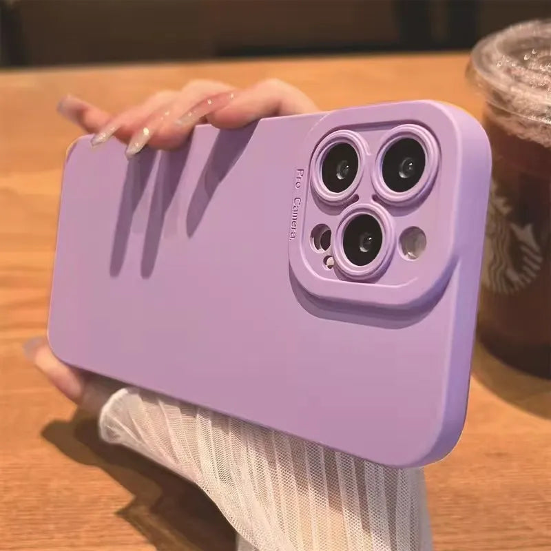 Product Image for Matte Silikonhülle mit Kameralinse Schutz für iPhone 15 14 13, Lila / Für iPhone 14