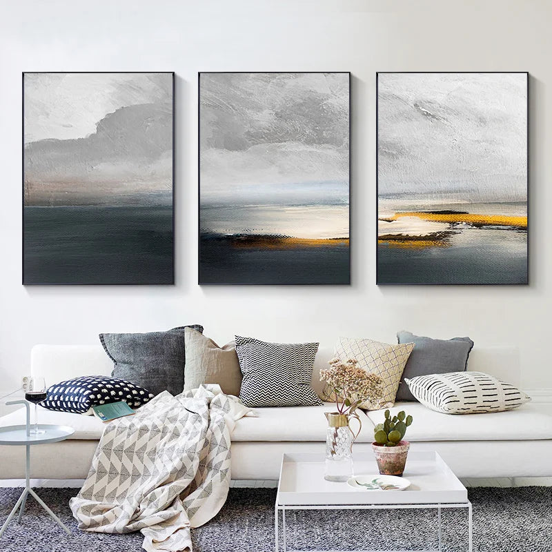 Product Image for Sonnenuntergangssee Landschaft Abstrakte Wandkunst Feine Kunst Leinwanddrucke Bilder für modernes Apartment Wohnzimmer Home Office Kunst Dekor, B / 