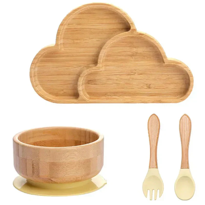 Product Image for Sandsberg | Kinder Besteckset mit Saugnapf - EcoFeast, Wolken Geel