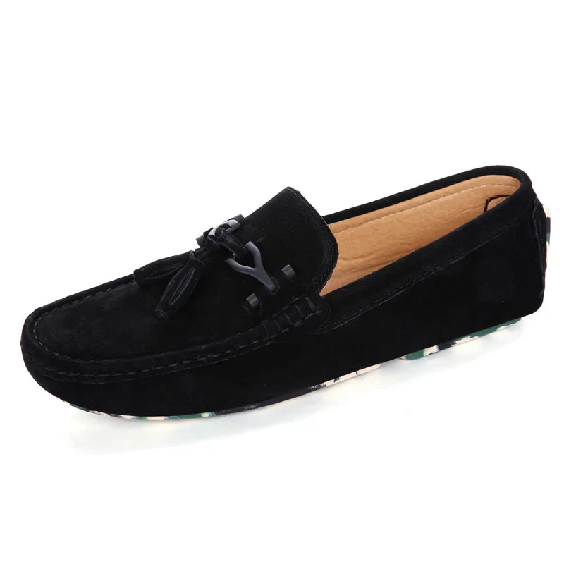 Product Image for Quasten Loafer Herren Wildleder Luxus Schuhe Freizeit Slip-On Mokassin Fahren, Schwarz / 41